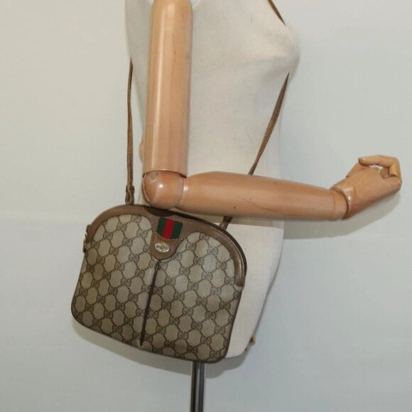GUCCI GG Supreme Web Sherry Line Shoulder Bag PVC Beige 904 02 047 Auth 128433 - Picture 3 of 16